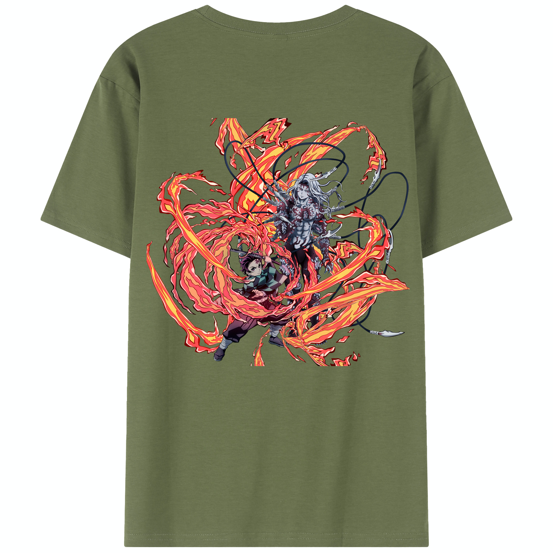 （画像用） 鬼滅の刃 竈門 炭治郎／かまど たんじろう Kamado Tanjirou 綿100％半袖Tシャツ（背面プリント）